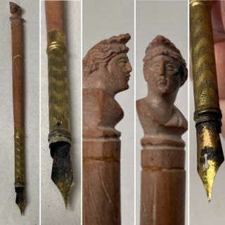 Antique Carved Lava - Stone Fountain Pen Grand Tour Bust,