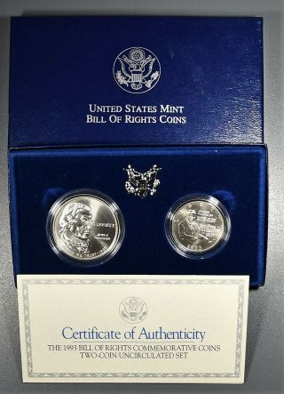 1993 Bill Of Rights Silver Commem 2 - Coin Set (half Dollar &dollar),  Omp Sku - 2482