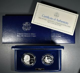 1993 Bill Of Rights Silver Proof Commemem 2 - Coin Set (50c & $1),  Omp,  Sku - 2483
