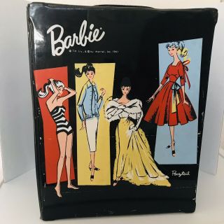 Vintage1961 Barbie Doll Ponytail Trunk Case With Clothes,  Hangers,  Accessories