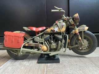 Vintage Indian Chief Us Army Motorcycle - Plastic Ray Model 1998 Scale 1:6