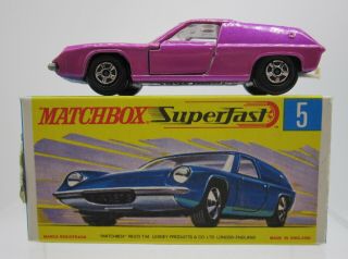 Vintage 1969 Matchbox Superfast 5 (a) Lotus Europa With Box Dicast Car
