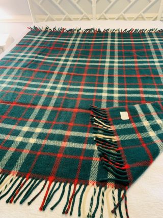 Vintage 100 Wool Red White Green Plaid Blanket Throw Horner Woolen Mills 66x53