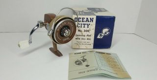 Vintage Ocean City No.  303 Spin Cast Fishing Reel W/ Box And Papers Near