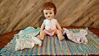 Vintage Ideal Betsy Wetsy Doll 12 " Org Outfit ? W Clothing