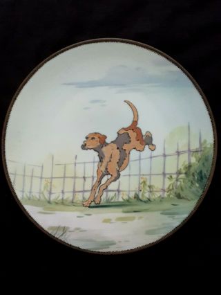 Antique Nippon Morimura Bros Japanese Hand - Painted Porcelain Plate " Dog "