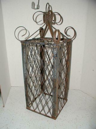 Antique Wrought Iron Vintage Light Shade Outdoor Lamp Shabby Hanging Rusty