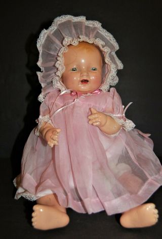 Antique Effanbee Baby Bubbles Doll 14 " Composition Cloth Mid 1920s Tin Eyes