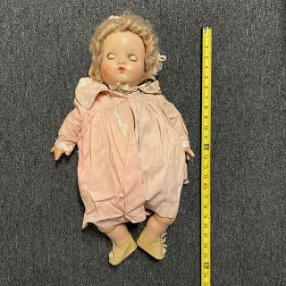Vintage Composition Baby Doll Sleepy Eyes Baby Cloth Body Very Old