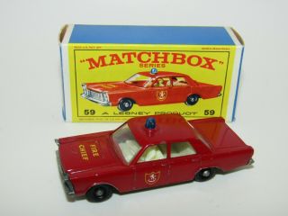 Matchbox Lesney Regular Wheels 59c Ford Galaxie 55/59 Base Exib E4 Box