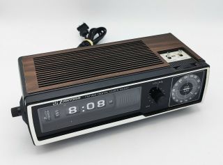 Vintage Emerson Dcf - 80 Faux Wood Digimatic Flip Roller Clock & Am/fm Radio