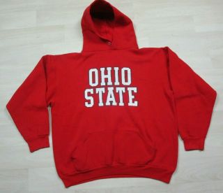 Vintage 80s Russell Athletic Mens Large The Ohio State University Hoodie Red Usa