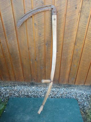 Vintage Antique 53 " Long Scythe Hay Grain Sickle Farm Tool Blade Is 17 " Long