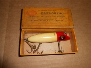 Vintage Fishing Lure Wood Bass - Oreno South Bend No 973 Color W/box Sports Bait
