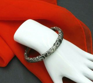 Antique Bracelet Bangle Electroform Handcrafted Flower Solid 925 Sterling 2.  5 "