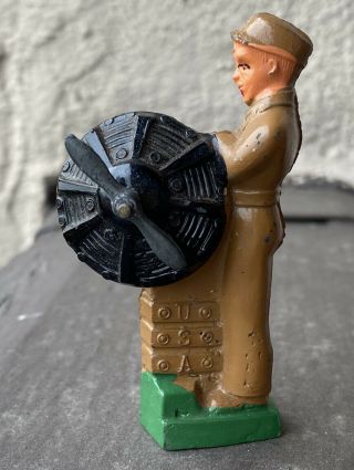 Vintage Barclay Lead Toy Soldier Airplane Mechanic On Engine Dimestore