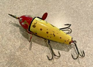 Mills Snyder Success Spinner Red Yellow With Gold Spots 2t Vintage Brass Lure