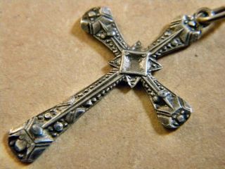 Antique Sterling Silver Cross Pendant Ornate
