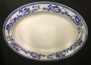 Antique Japanese Noritake Blue Willow & White Royal Sometuke 14 " Serving Platter