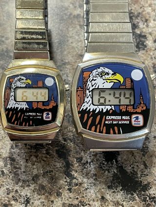 2 Vintage Usps Express Mail Digital Watches U.  S.  Post Office Mens & Womens