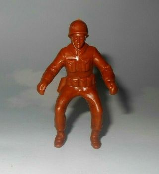 Vintage 1950 Thomas Toy Plastic 60mm Army Motorcycle Or Truck Driver Figure