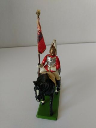 Vintage 1988 England W Britain Toy Soldier Mounted On Horse With Flag