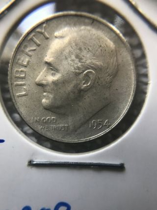 1954 S Double Error Silver Roosevelt Dime - Missing Designer’s Initials And S/s