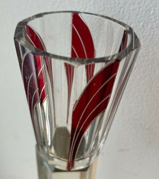 Antique Art Deco Loetz Liquor Whiskey Shot cup Ruby Cut Clear Glass Beaker Moder 3