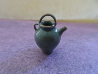 1:12 Artisan E Cassaunt Vintage Rustic Country Green Pottery Adorable Teapot