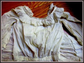 Charming Antique Victorian Edwardian Girl Child Fine Cotton Dress