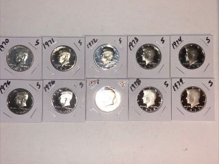 1970 1971 1972 1973 1974 1976 X2 1977 1978 1979 S Kennedy 10 Coin Proof Set 08