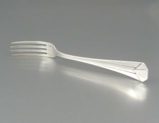 Vintage French Art Deco Sterling Silver Fork,  Diamond Design Lenain & Fils Paris