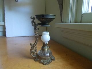 1888 Dated Vapo Cresolene Emb Glassmini Kerosene Lamp W/ Medical Inhaler Stand