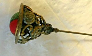 Antique Victorian Style Long Stick Pin/hat Pin - Leo Popper & Sons Glass