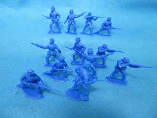 1/32 Timpo Civil War Union Toy Soldiers In Blue Color 12 In 4 Poses