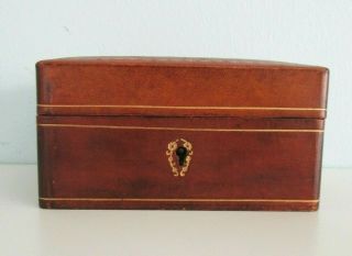 Antique Italian Gold Gilt Tooled Leather Jewelry Box,  Key Lock,  5 