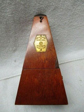 Vintage Metronome De Maelzel 309 Seth Thomas,  Key Wind In A Rich Wooden Case