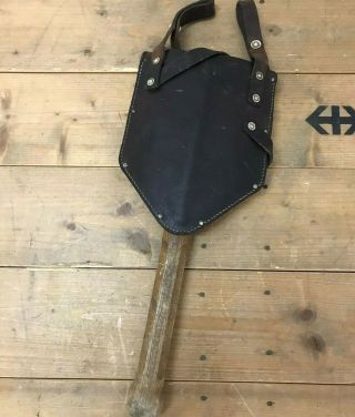 1958 Swiss Army Folding Shovel Military Old Antique,  Leather Case Vintage