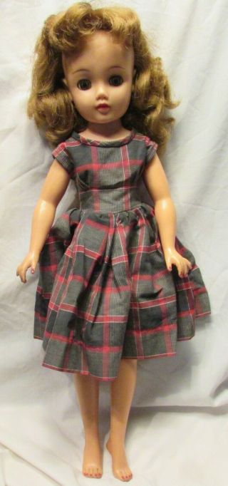 Vintage Ideal Doll Vt - 20 Miss Revlon & Plaid Dress,  20 " Tall,  - Vg