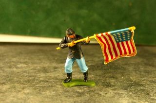 Britains Herald Swoppet Acw American Civil War Union Soldier Carry Banner Flag B