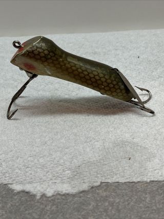 Vintage Pflueger Wizard Wood Lure Perch Scale Early Wooden