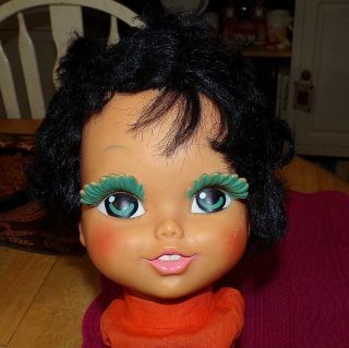 Vintage Eegee Girl W/thick Molded Eyelashes & Big Teeth Puppet