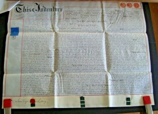 Antique 1876 Indenture Deed Document Norwick England & More