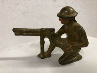 Vintage Grey Iron G61 Us Machine Gunner Manoil Barclay Cast Iron Toy Soldier