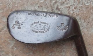 Antique Vintage Burke Grand Prize Hickory Wood Shaft Golf Mashie Niblick Round