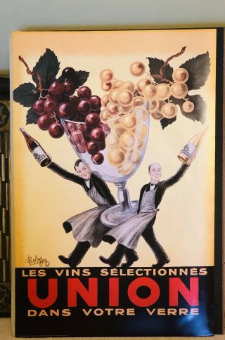 French Mounted Poster Les Vins Dans Votre Verre Union Roby ‘50 Wine Vintage.