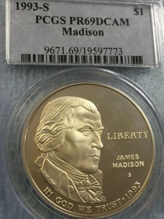 1993 - S Madison,  Proof Bill Of Rights Commemorative Silver Dollar,  Pcgs Pr - 69 Dcam