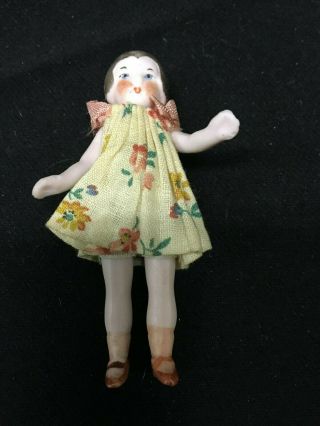 3 " Vintage German Porcelain Jointed Doll House Doll 2