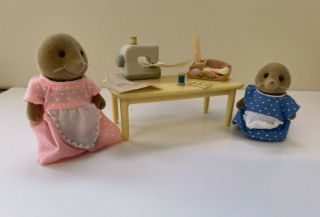 Sylvanian Families Sewing With Mother - Clearwater Vole Family