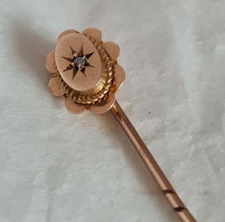 Antique 9ct Yellow Gold Stick/tie Pin.  Set With A Rose Cut Diamond.  1900 